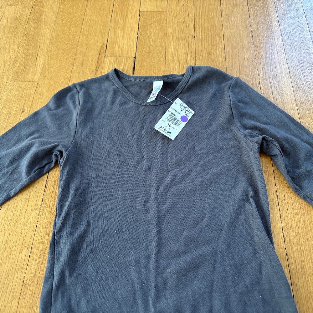 Royal Apparel Grey Long Sleeve Shirt Little Girls 10 New With Tags 100% Cotton